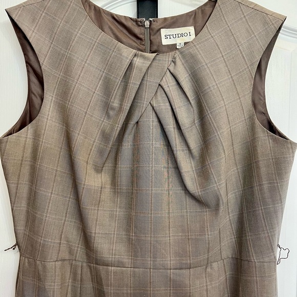 Studio I Checkered Beige Dress - Picture 2 of 6